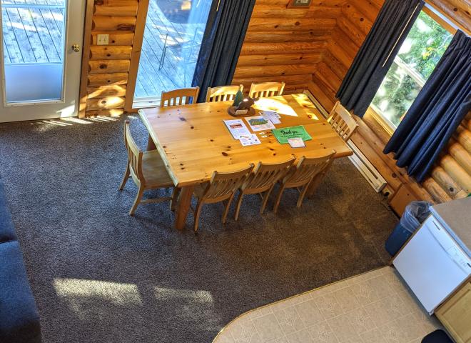 Dining room with views of the lake.