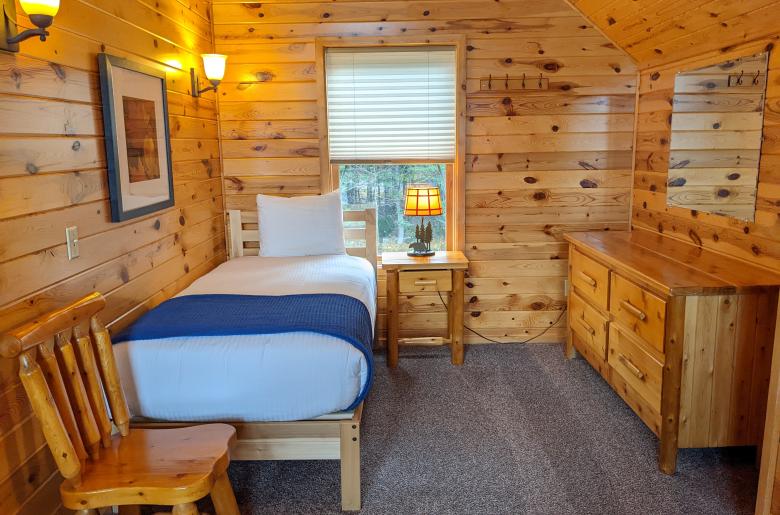 Loft bedroom with a twin bed.