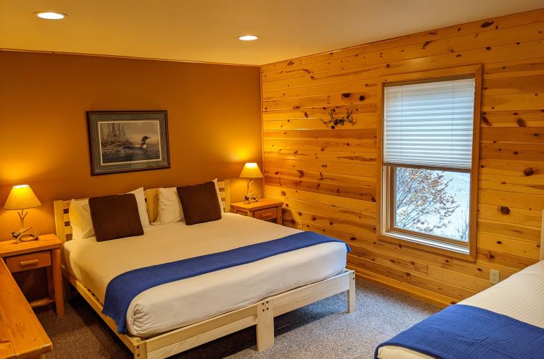 Main floor bedroom with king and twin bed.