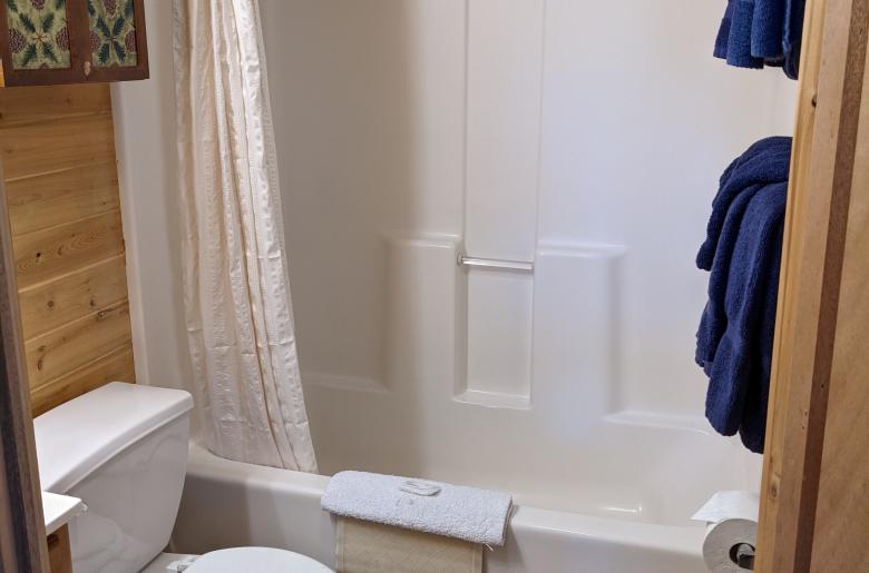 Main floor bathroom with a standard tub/shower.