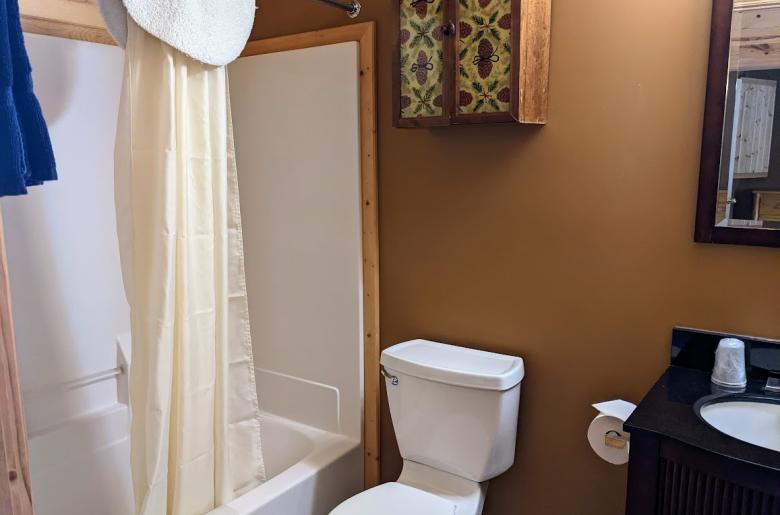 Upstairs bathroom with a standard tub/shower.