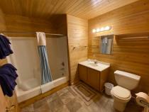 Downstairs bathroom with a standard tub/shower.