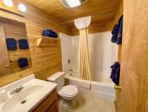 Master bathroom with a standard tub/shower.